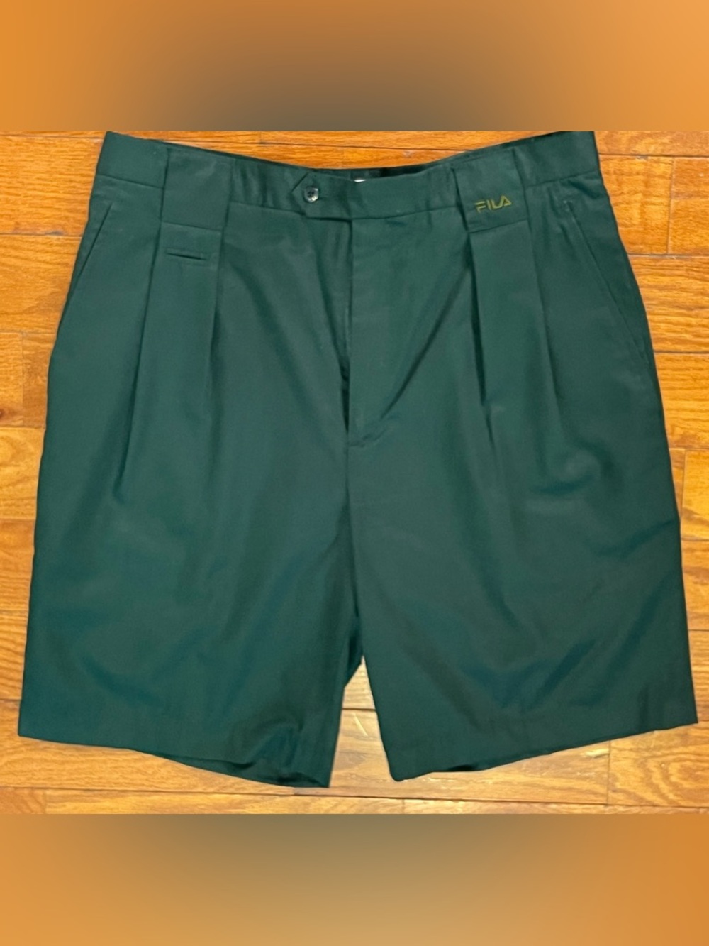 Fila International Dark Green Pleated Shorts Men’s XL 34 Golf Tennis Heritage